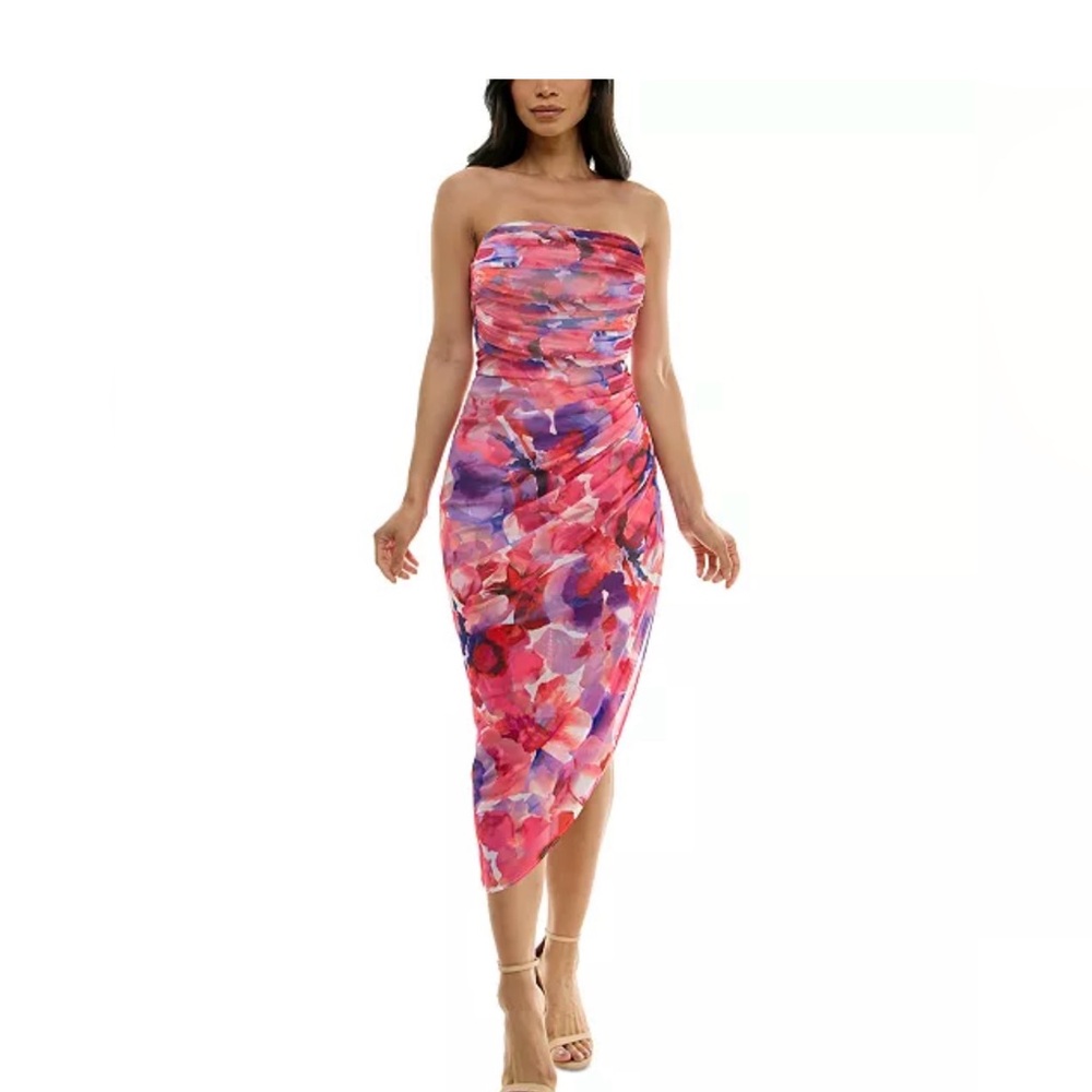 Strapless Floral Dress